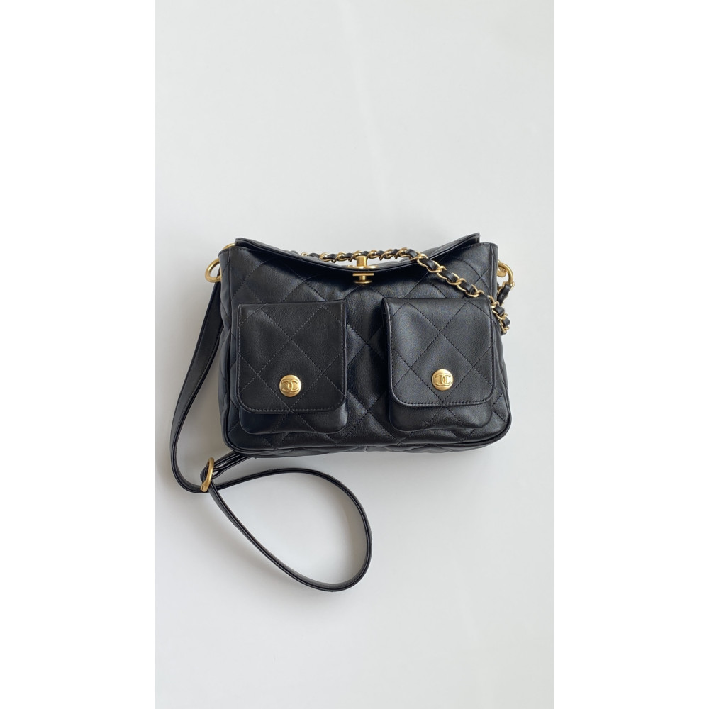 Chanel 24P lambskin Hippie Hobo underarm bag! 