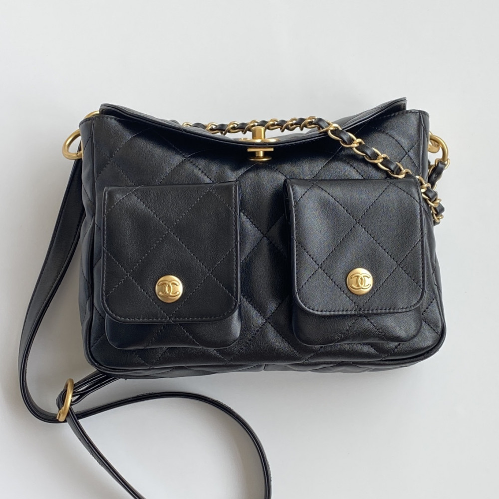 Chanel 24P lambskin Hippie Hobo underarm bag! 