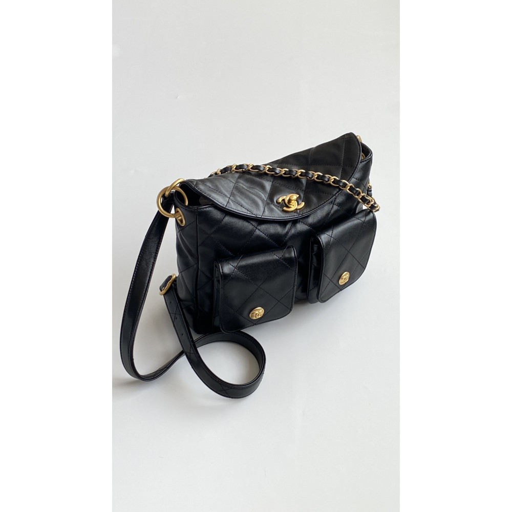 Chanel 24P lambskin Hippie Hobo underarm bag! 