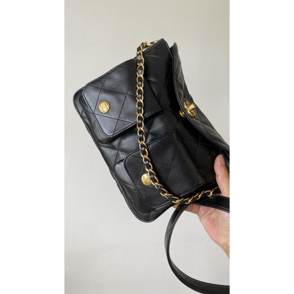 Chanel 24P lambskin Hippie Hobo underarm bag! 