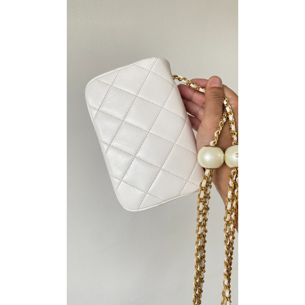 Chanel 24S New Arrival: Double Pearl Detail! Adjustable Closure! "Square Plump Mini"