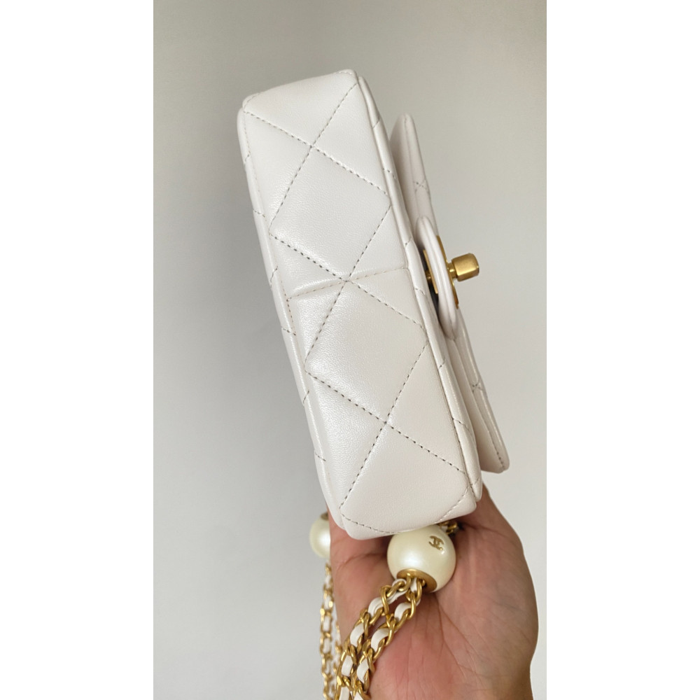 Chanel 24S New Arrival: Double Pearl Detail! Adjustable Closure! "Square Plump Mini"