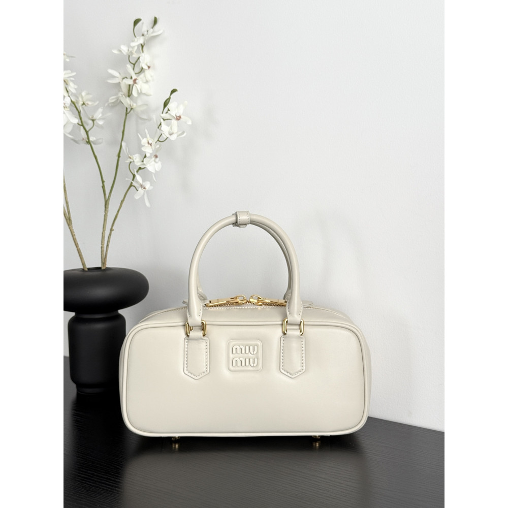 Miu Miu Medium Bowling Bag in White