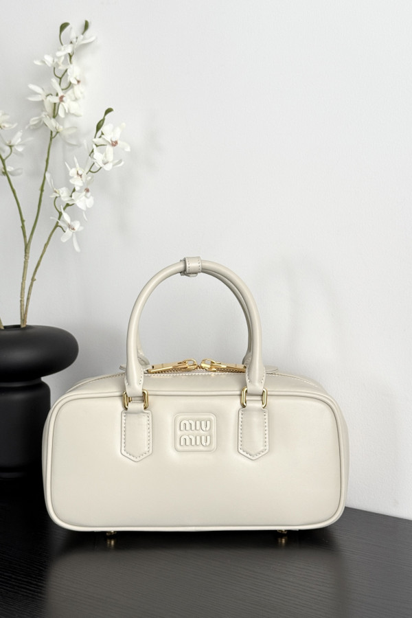 Miu Miu Medium Bowling Bag in White
