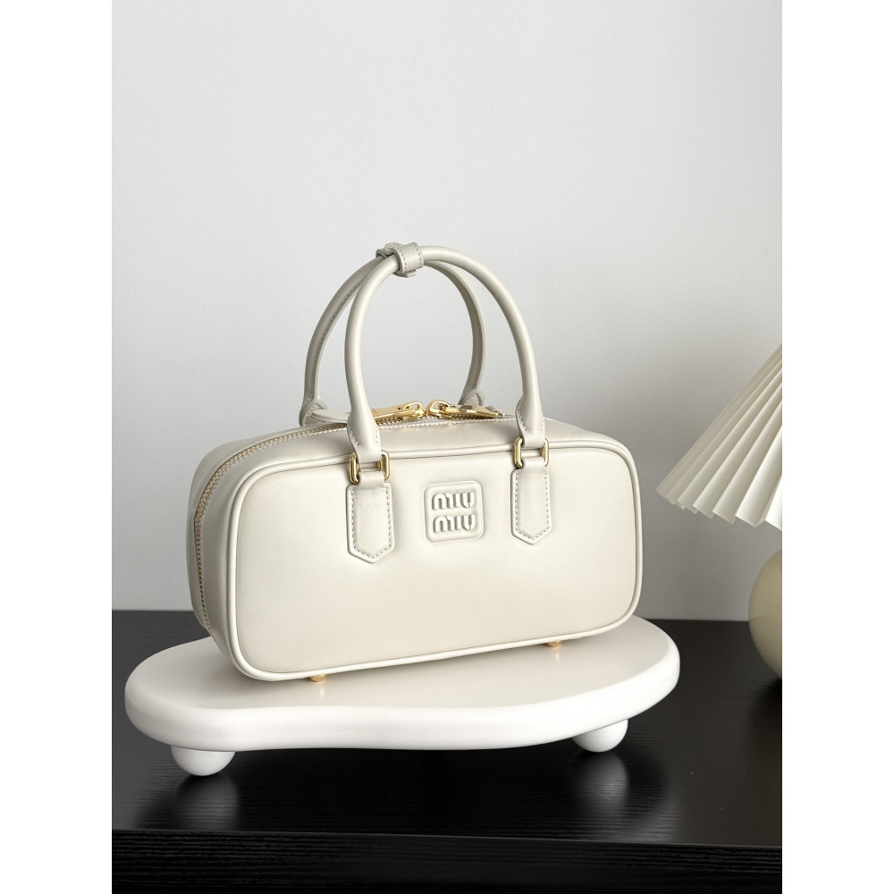 Miu Miu Medium Bowling Bag in White