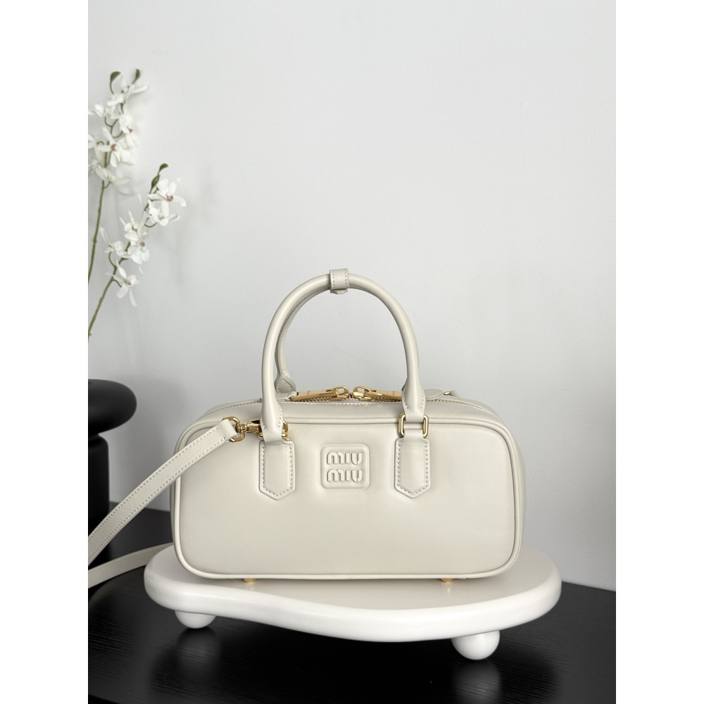 Miu Miu Medium Bowling Bag in White