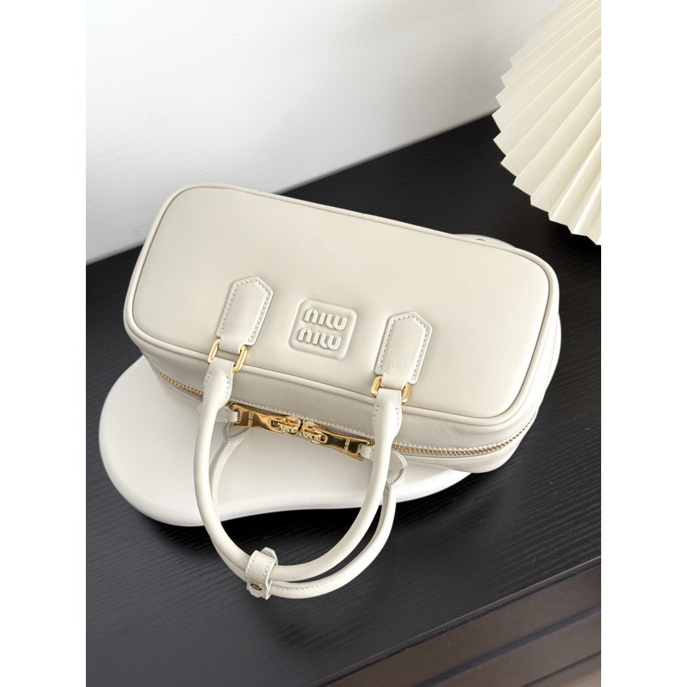 Miu Miu Medium Bowling Bag in White