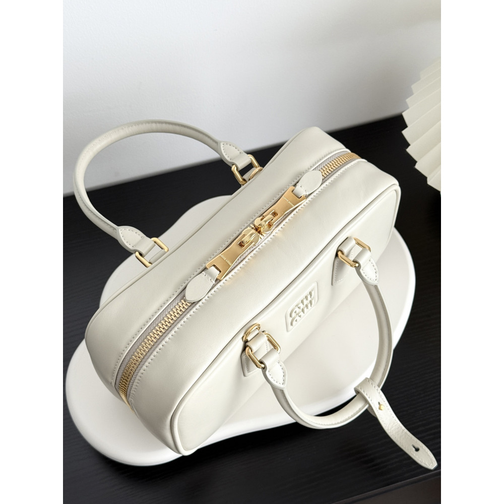 Miu Miu Medium Bowling Bag in White