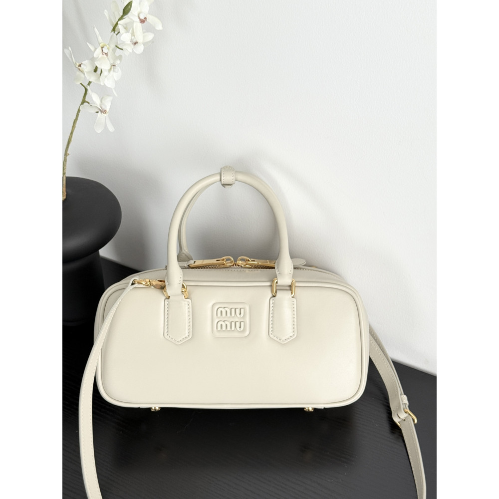 Miu Miu Medium Bowling Bag in White