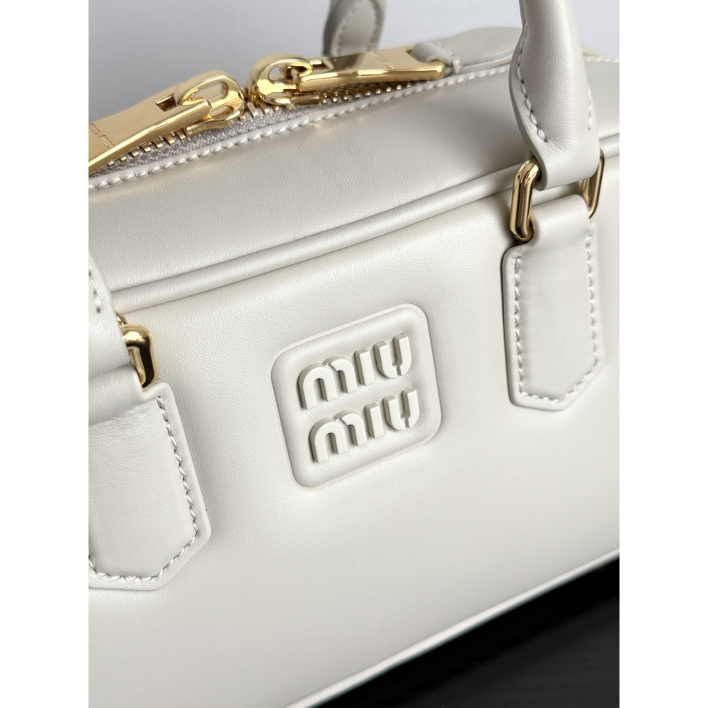 Miu Miu Medium Bowling Bag in White