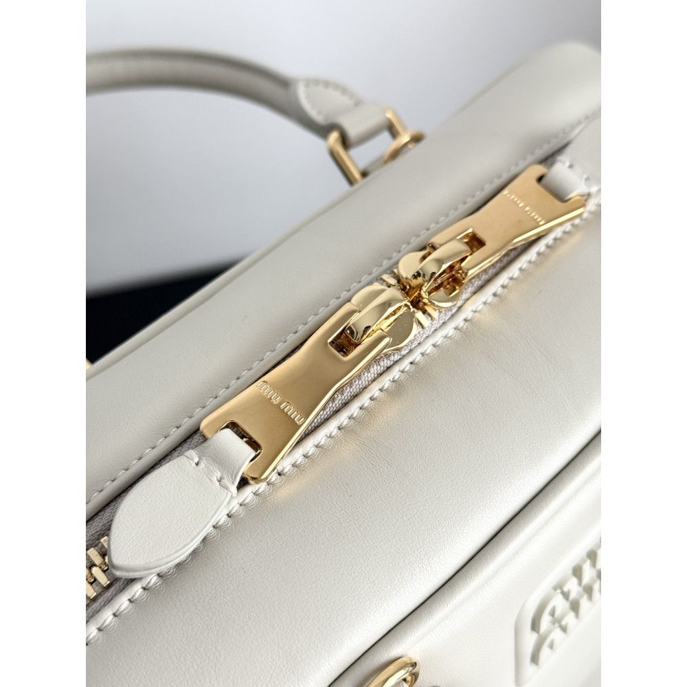 Miu Miu Medium Bowling Bag in White