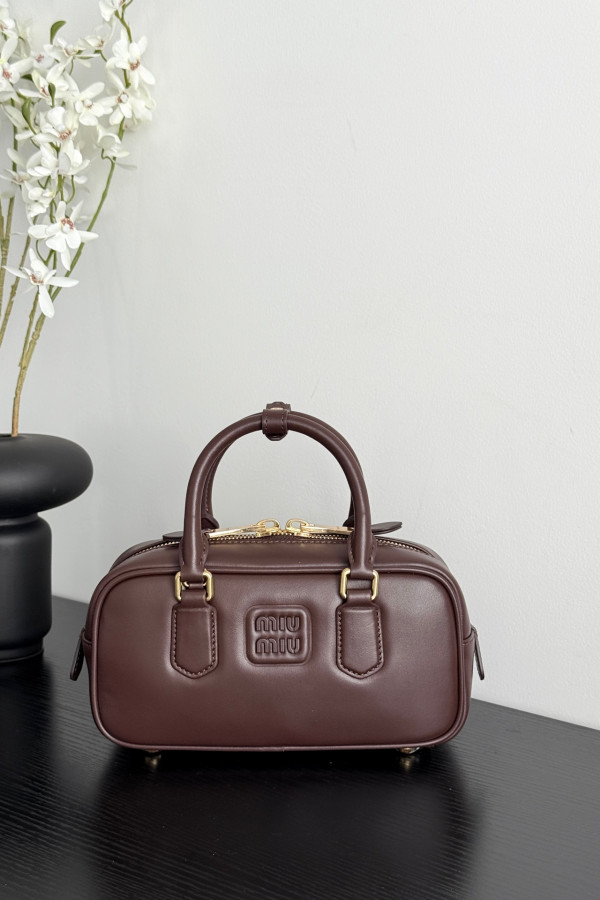 Miu Miu Small Bowling Bag in Heather Grey