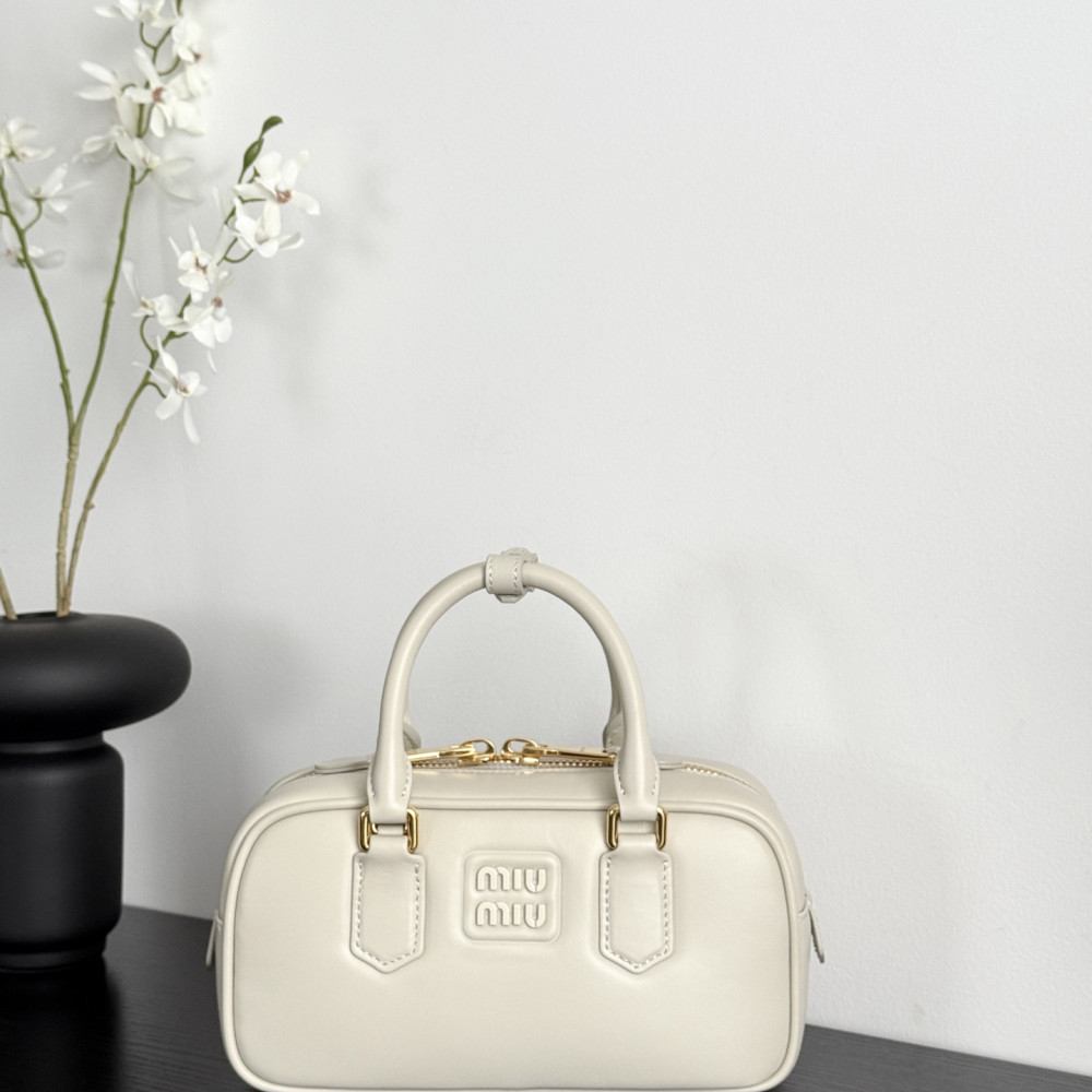 Miu Miu Small Bowling Bag in White