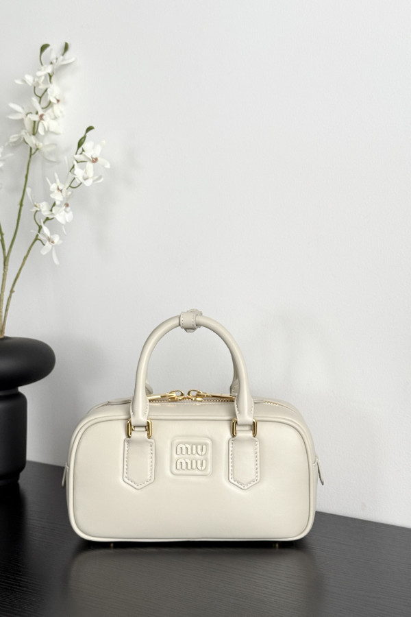 Miu Miu Small Bowling Bag in White