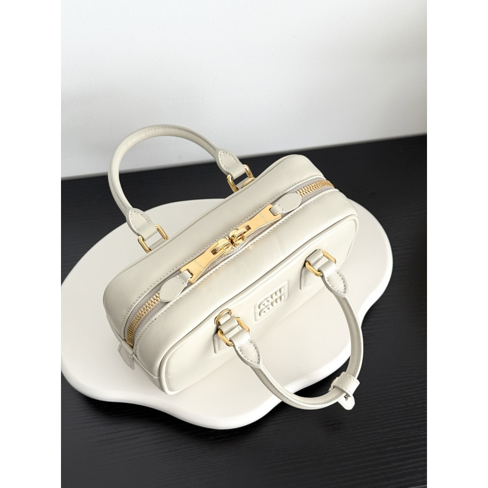 Miu Miu Small Bowling Bag in White