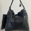 Chanel Solid Black 22 Bag, small size 22 bag shoulder bag 