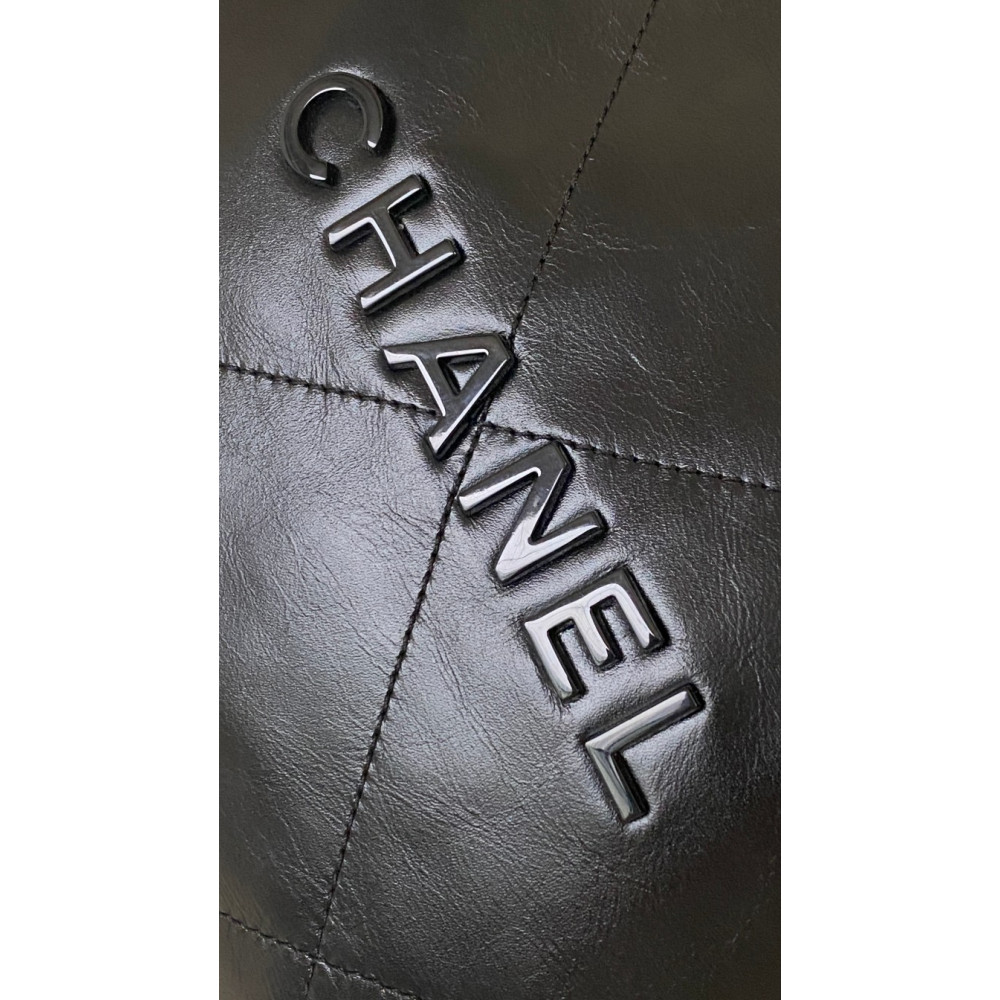 Chanel Solid Black 22 Bag, small size 22 bag shoulder bag 