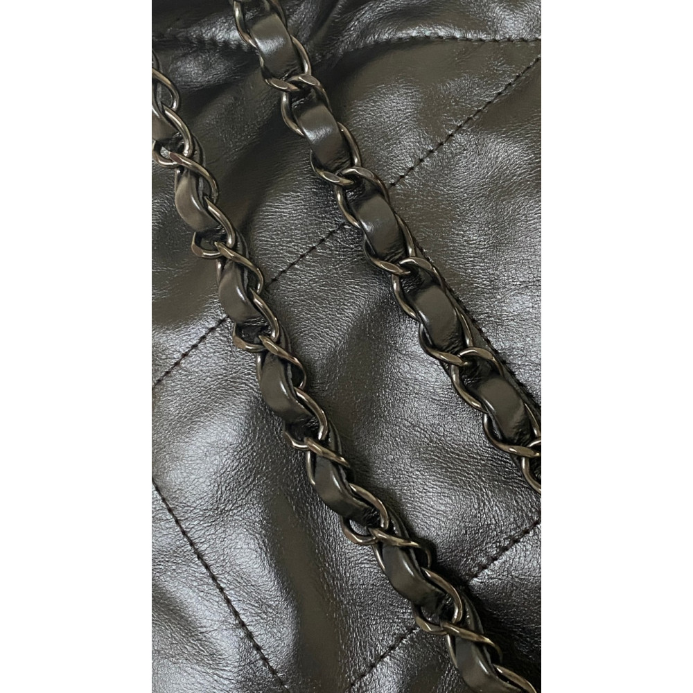 Chanel Solid Black 22 Bag, small size 22 bag shoulder bag 