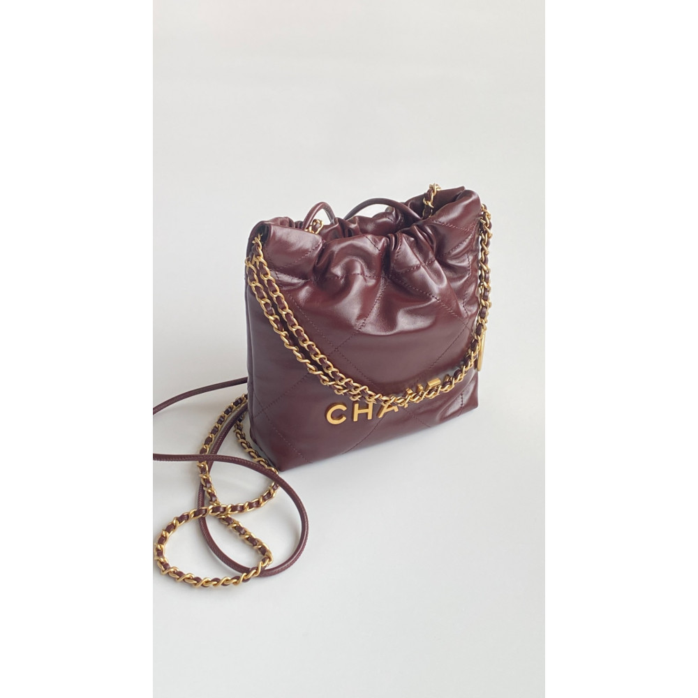Chanel 23C burgundy red mini 22Bag