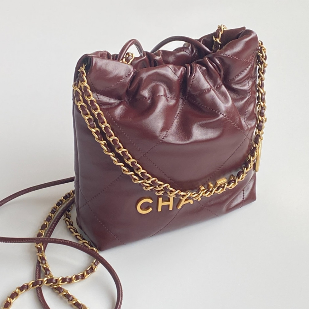Chanel 23C burgundy red mini 22Bag