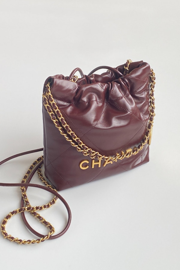 Chanel 23C burgundy red mini 22Bag