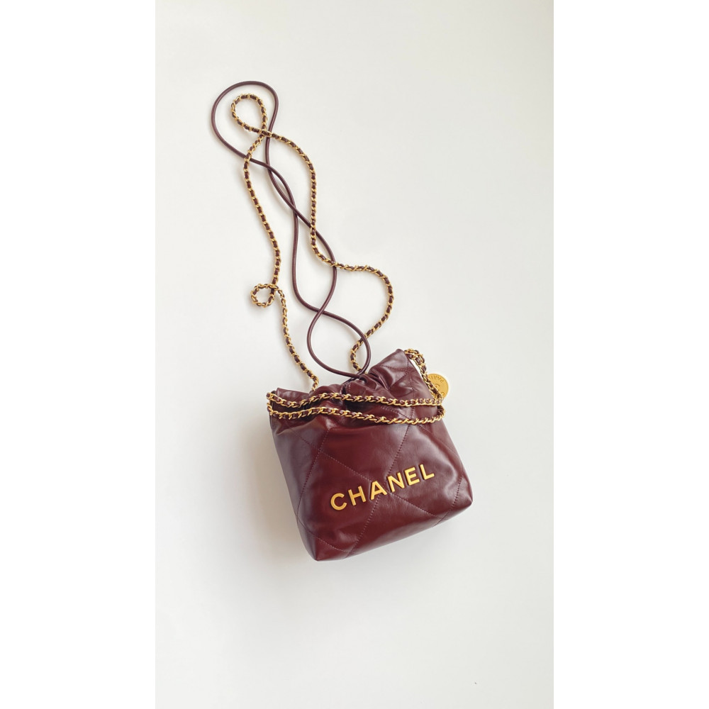 Chanel 23C burgundy red mini 22Bag