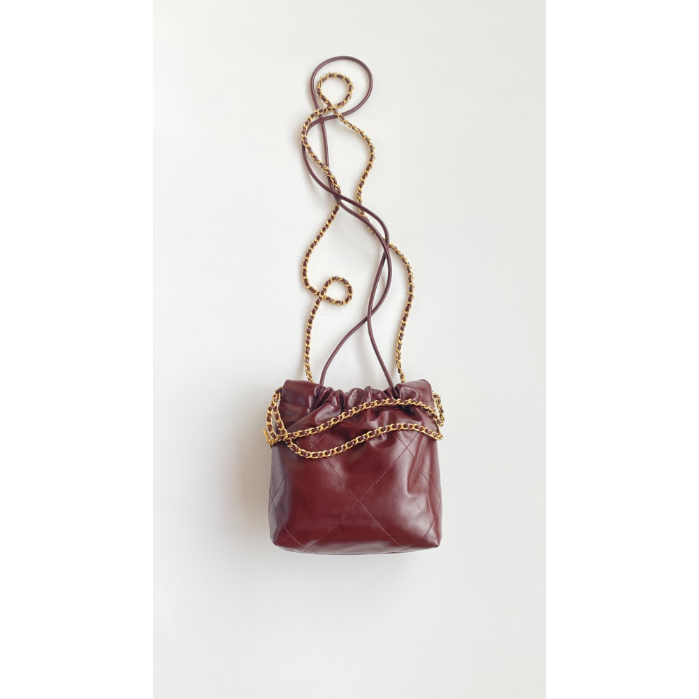 Chanel 23C burgundy red mini 22Bag