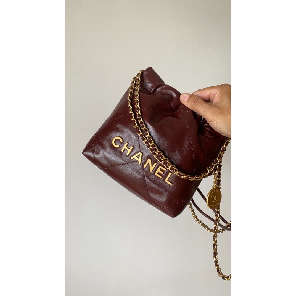 Chanel 23C burgundy red mini 22Bag