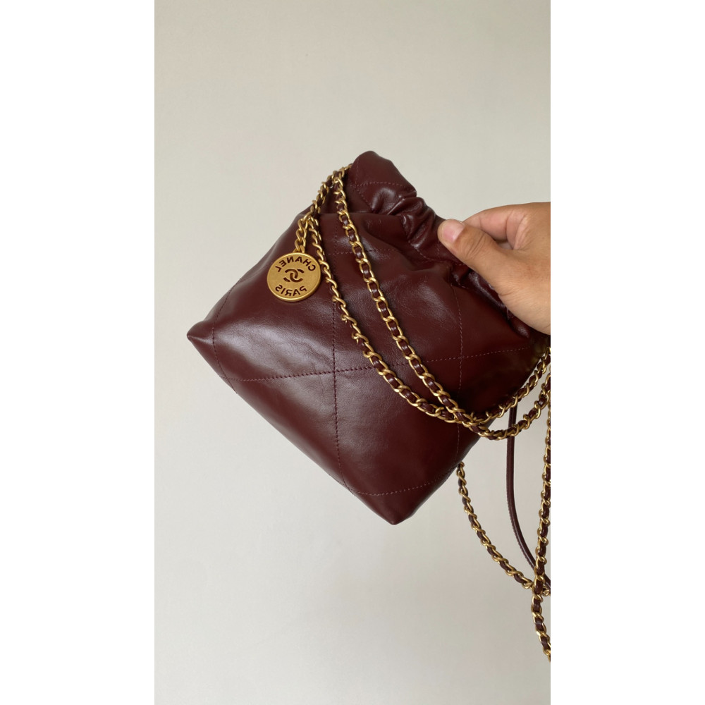 Chanel 23C burgundy red mini 22Bag