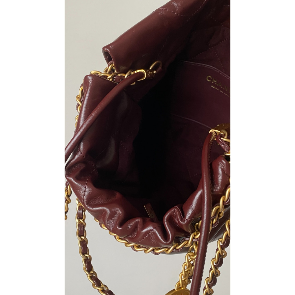 Chanel 23C burgundy red mini 22Bag