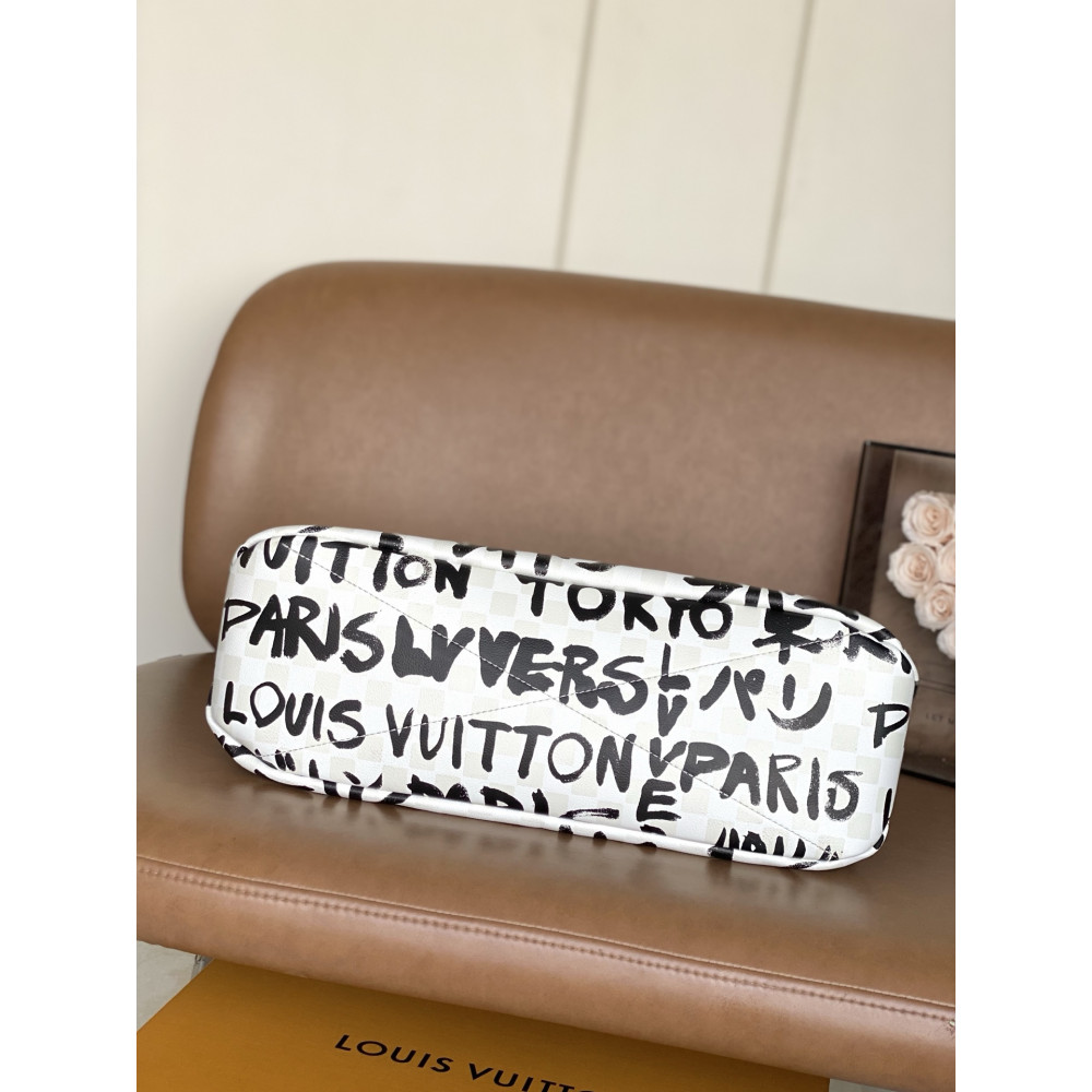 Louis Vuitton N40797 Black Graffiti Shopper Tote in medium size